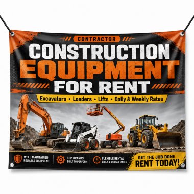 Construction Equipment For Rent Banners