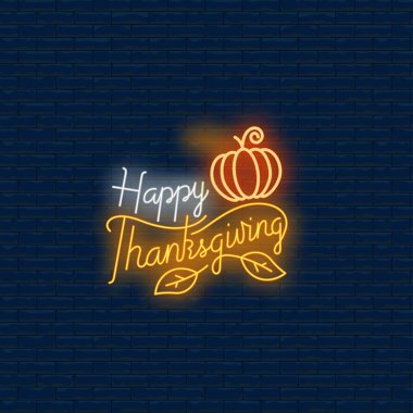 Happy Thanksgiving Pumpkin Neon Sign