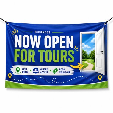 Now Open For Tours Banners