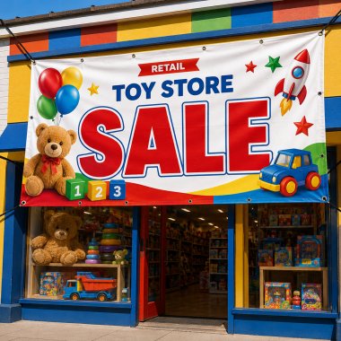 Bannières de vente de magasin de jouets